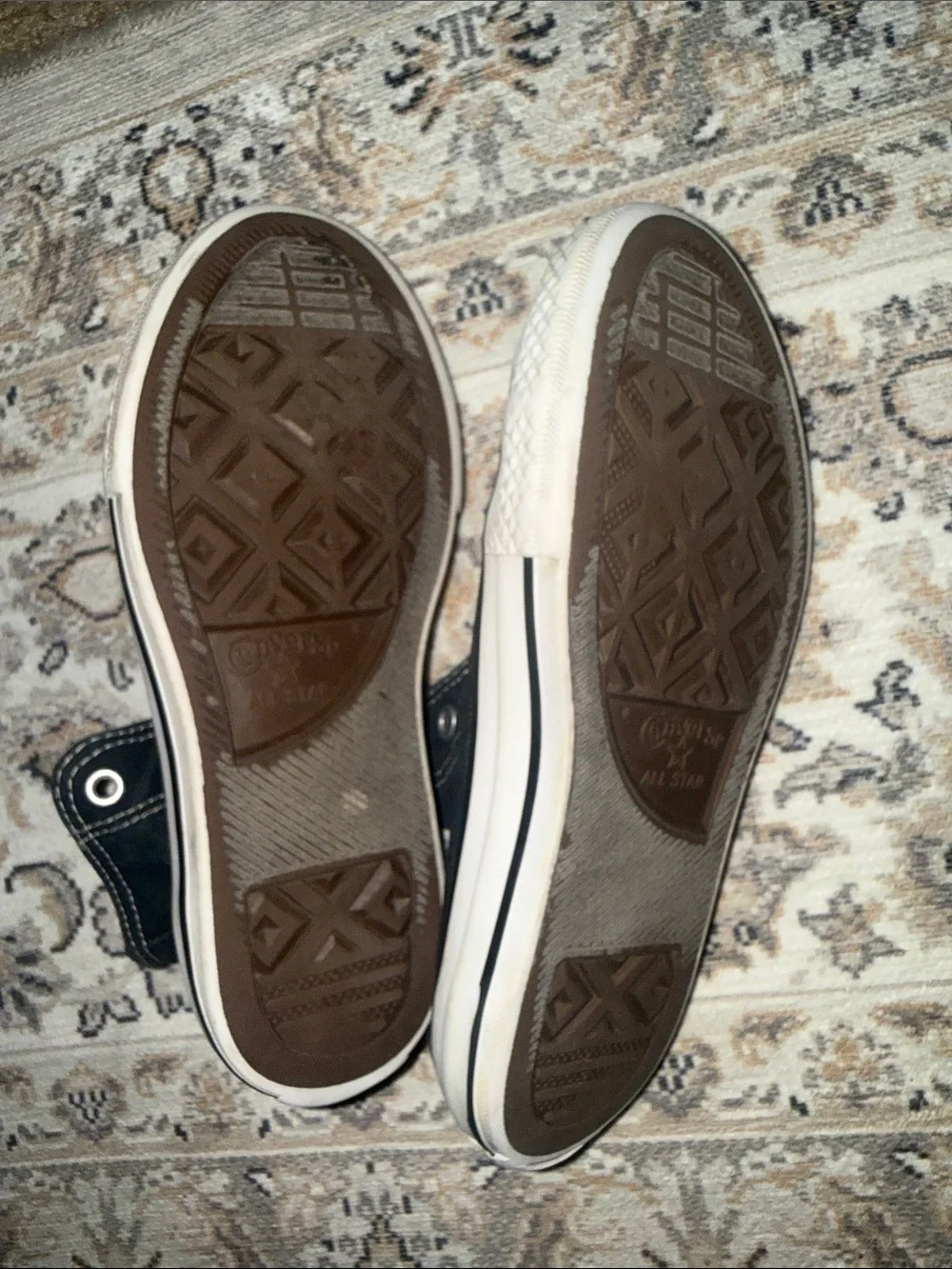 Converse Kids Black High-Top Canvas Sneakers with White Toe sz 1 vintage